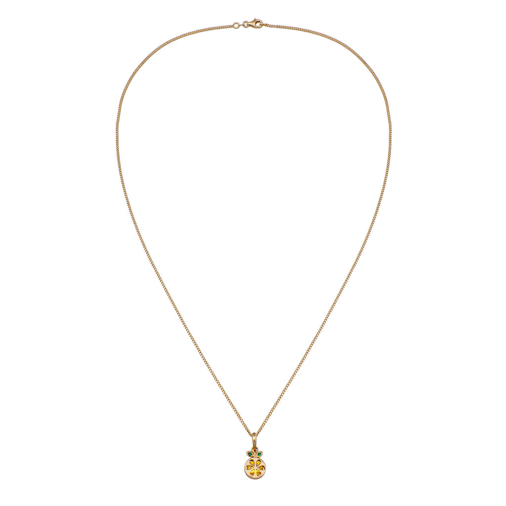 Gold Kalung Perhiasan Perak 925 Wanita Orange Fruit Pendant Zirconia and Crystals Gold Plated