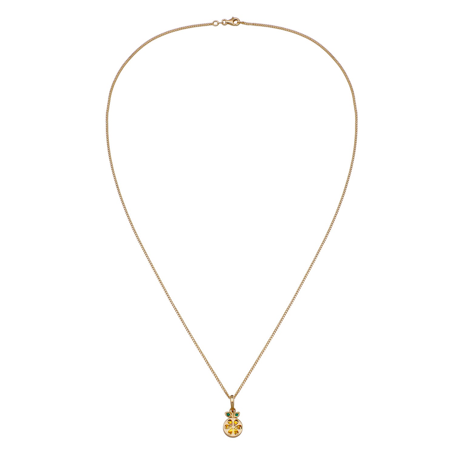 Gold Kalung Perhiasan Perak 925 Wanita Orange Fruit Pendant Zirconia and Crystals Gold Plated