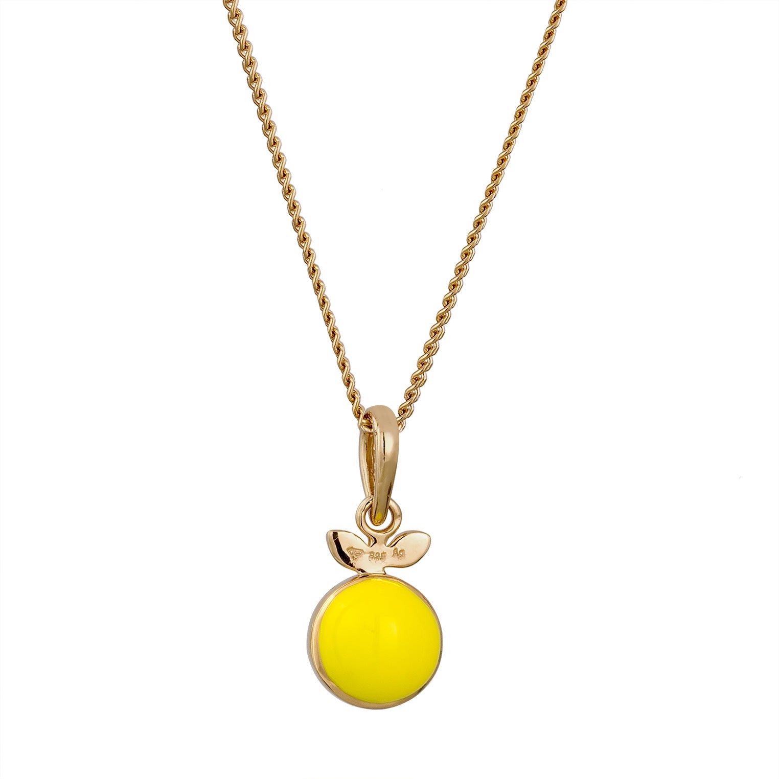 Gold Kalung Perhiasan Perak 925 Wanita Orange Fruit Pendant Zirconia and Crystals Gold Plated