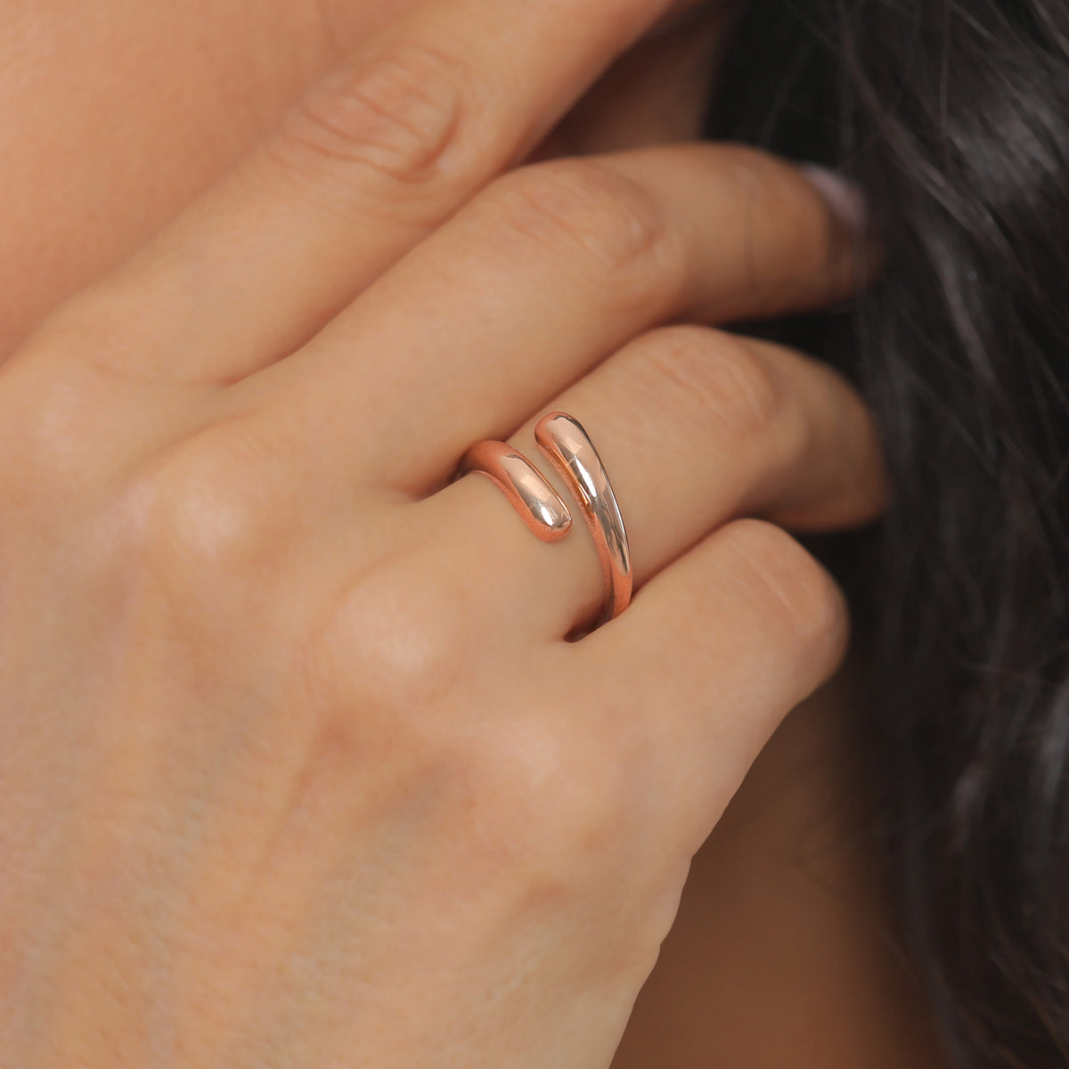 Open Wrap Ring 925 Silver Rosegold Plated