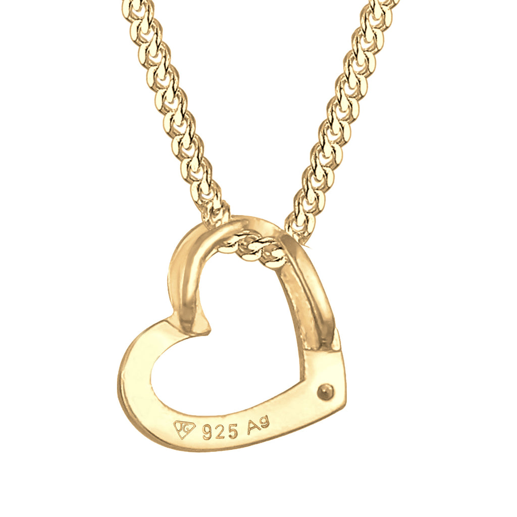 Gold Kalung Perhiasan Perak 925 Wanita Heart Crystals Gold Plated