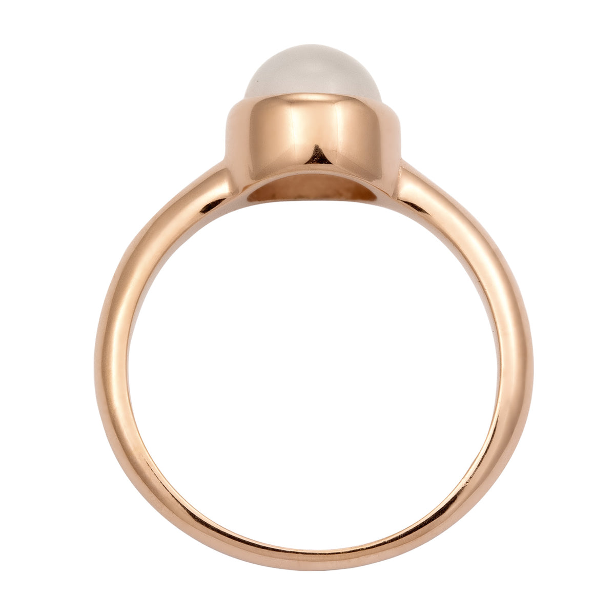 Moonstone Circle Solitaire Ring 925 Silver Rosegold Plated