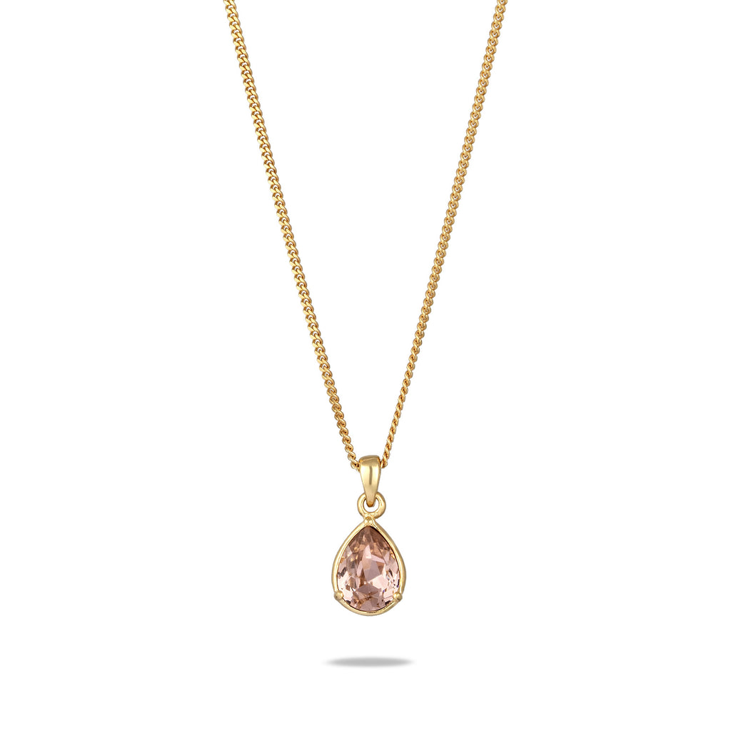 Gold Kalung Perhiasan Perak 925 Wanita Drop Crystals Gold Plated