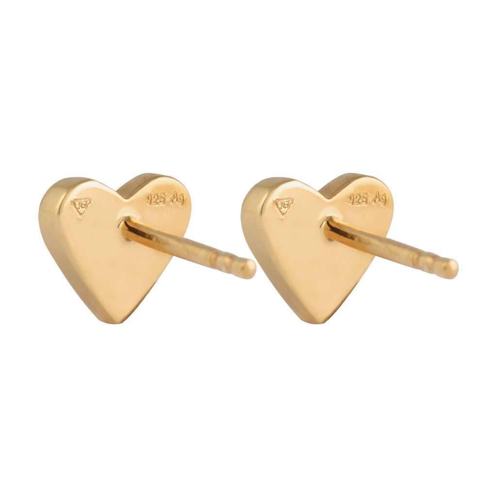 Gold Anting Perhiasan Perak 925 Wanita Stud Heart Red Enamel Gold Plated