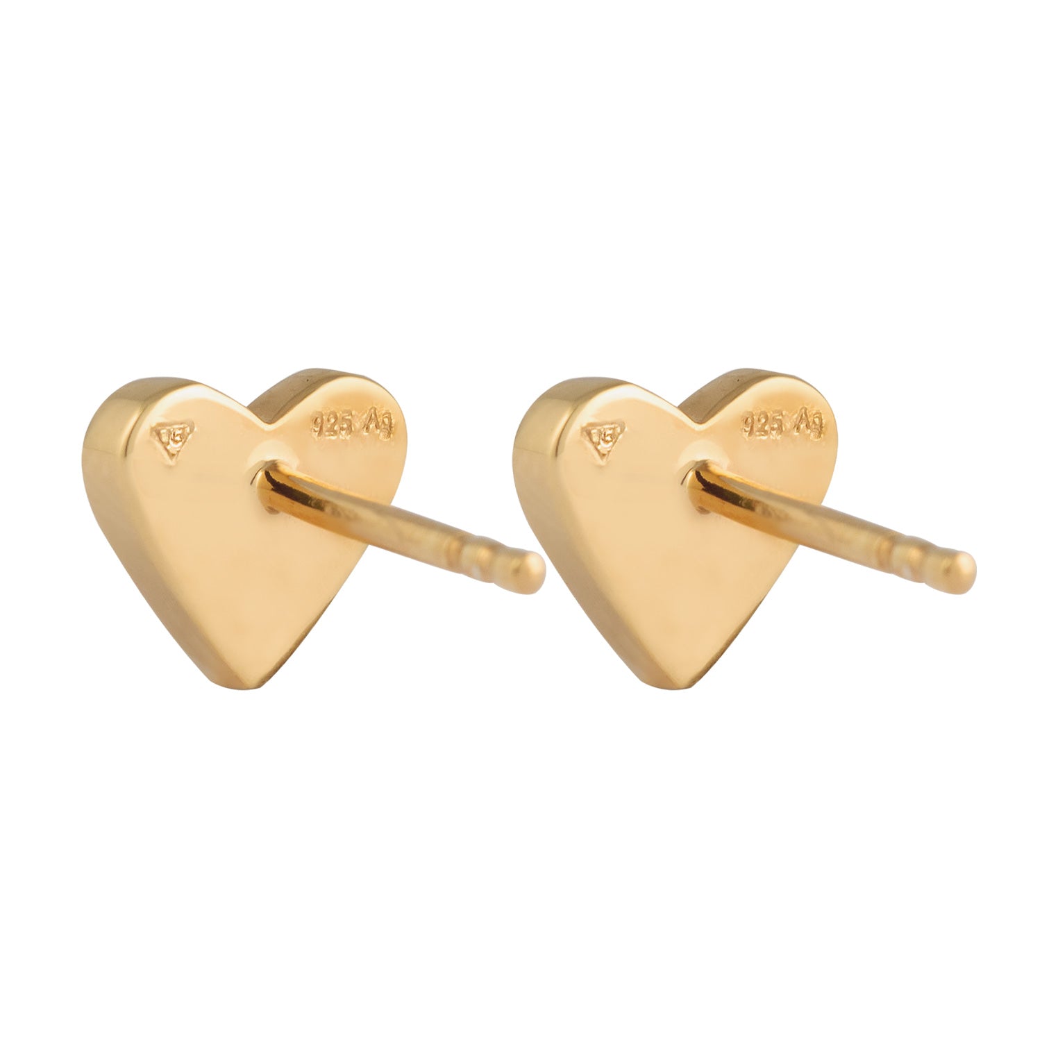 Gold Anting Perhiasan Perak 925 Wanita Stud Heart Red Enamel Gold Plated