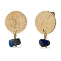 Gold Anting Perhiasan Perak 925 Wanita Stud Blue Lapis Lazuli Gold Plated