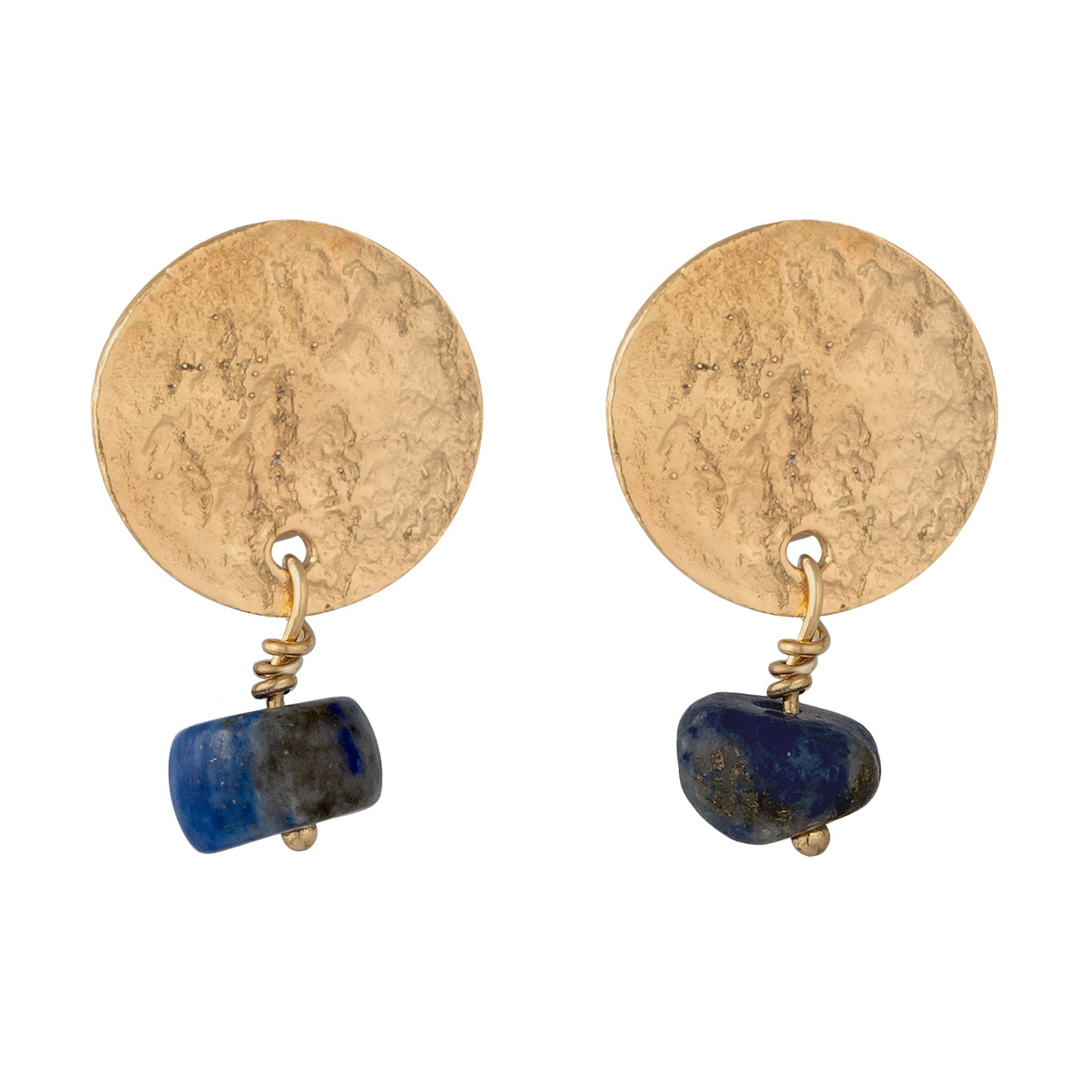Gold Perhiasan Wanita Perak Asli Lapis Emas Anting Stud Blue Lapis Lazuli