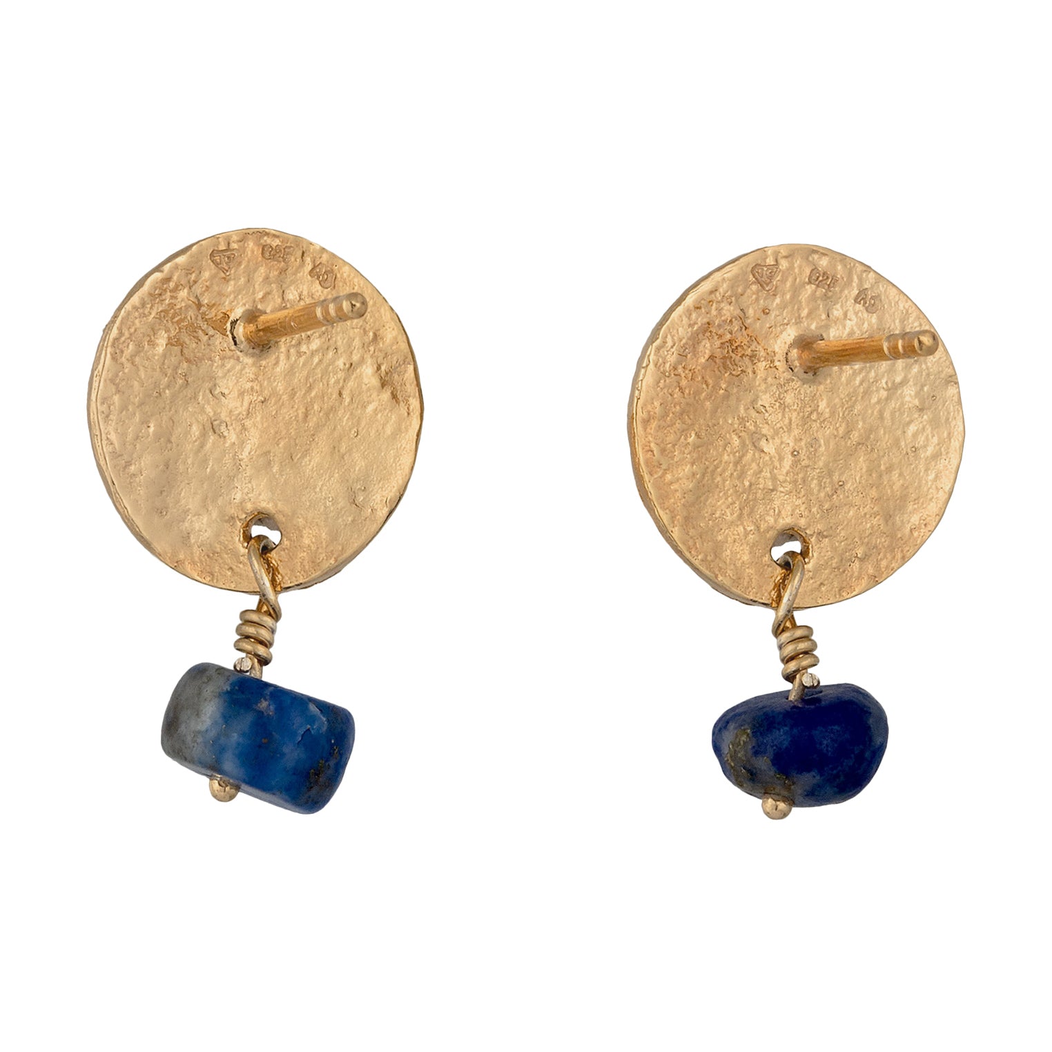 Gold Perhiasan Wanita Perak Asli Lapis Emas Anting Stud Blue Lapis Lazuli