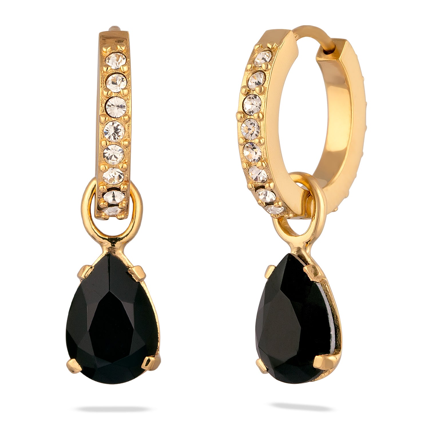 Gold Perhiasan Wanita Perak Asli Lapis Emas Anting Creole Drop Crystals