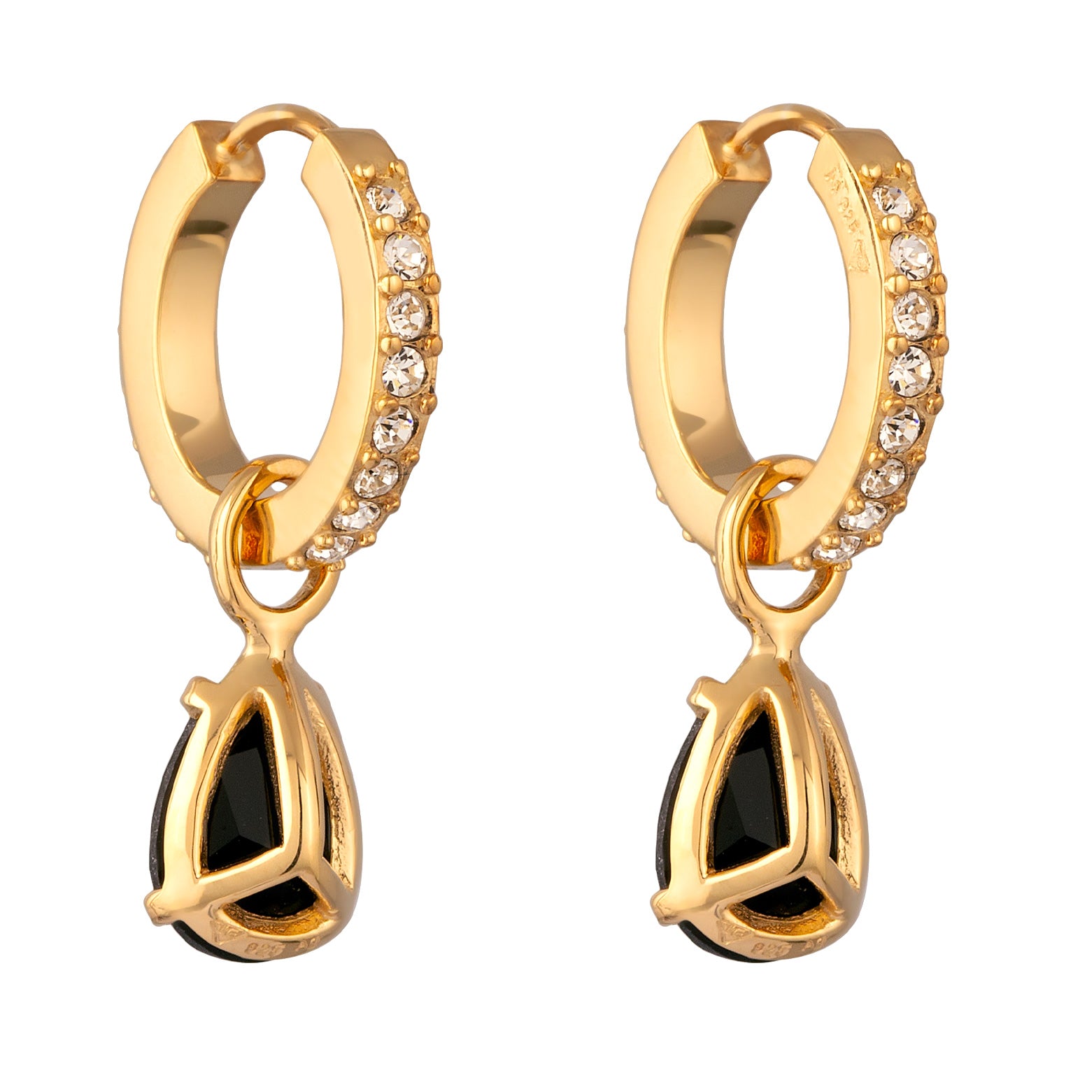 Gold Perhiasan Wanita Perak Asli Lapis Emas Anting Creole Drop Crystals