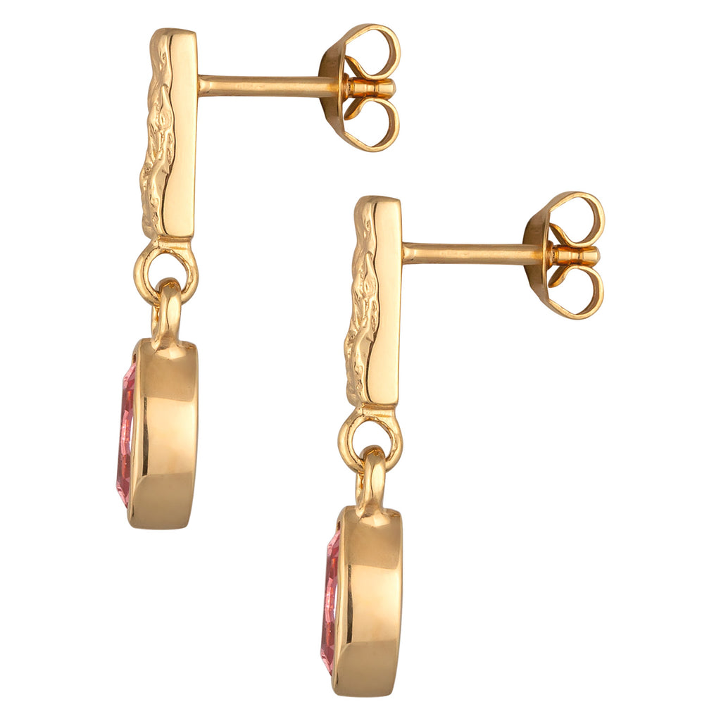 Gold Anting Perhiasan Perak 925 Wanita Stud Rectangle Rose Crystals Gold Plated