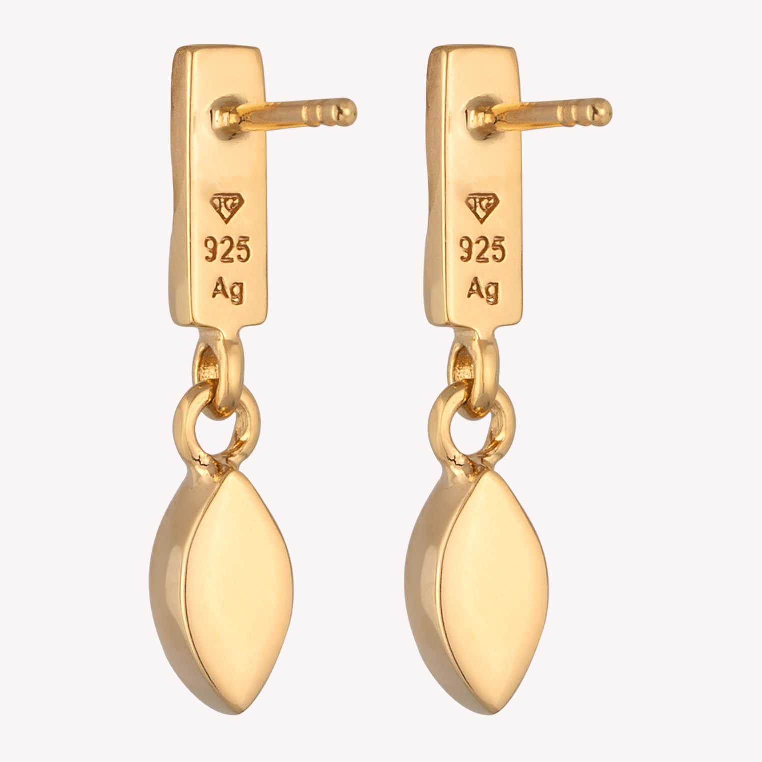 Gold Anting Perhiasan Perak 925 Wanita Stud Rectangle Rose Crystals Gold Plated