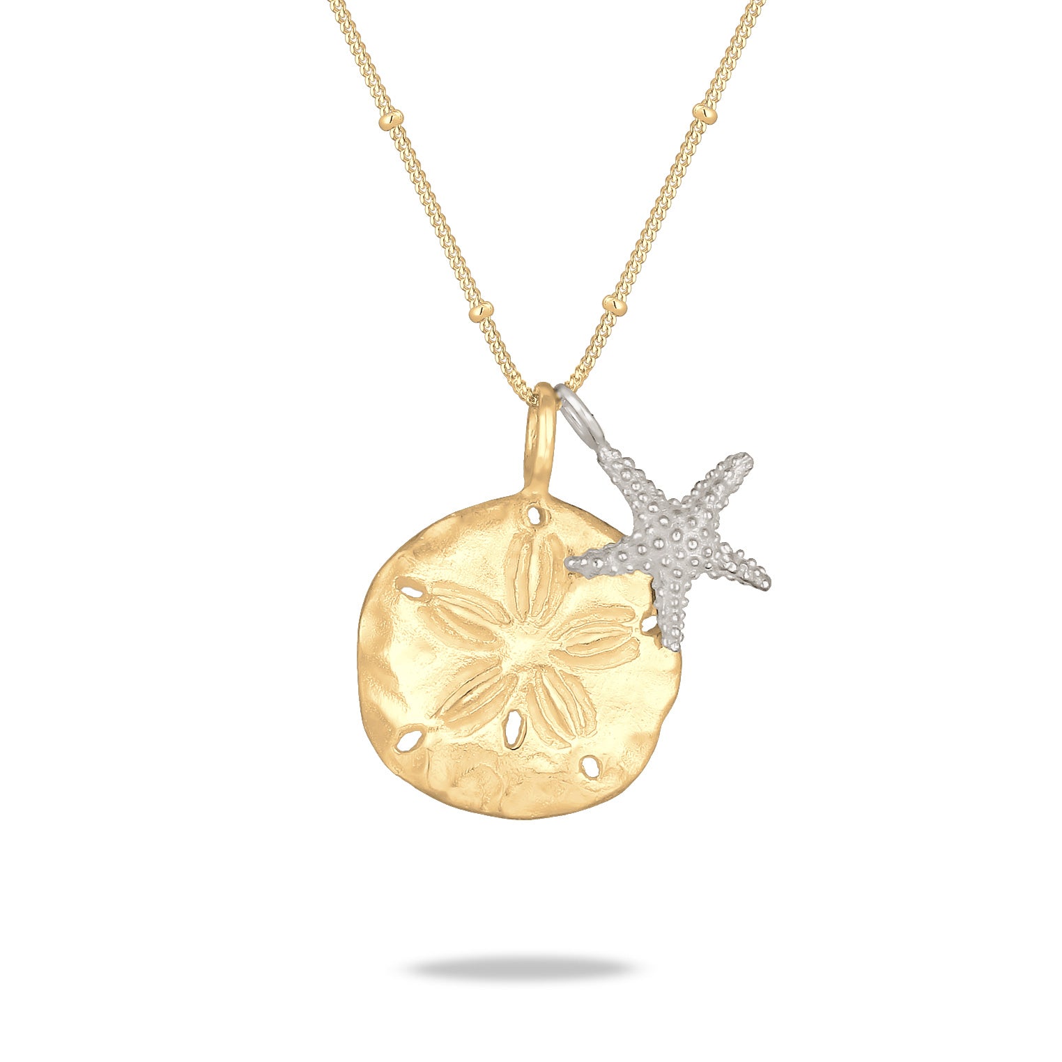 Bicolor Kalung Perhiasan Perak 925 Wanita Pendants Starfish Gold Plated
