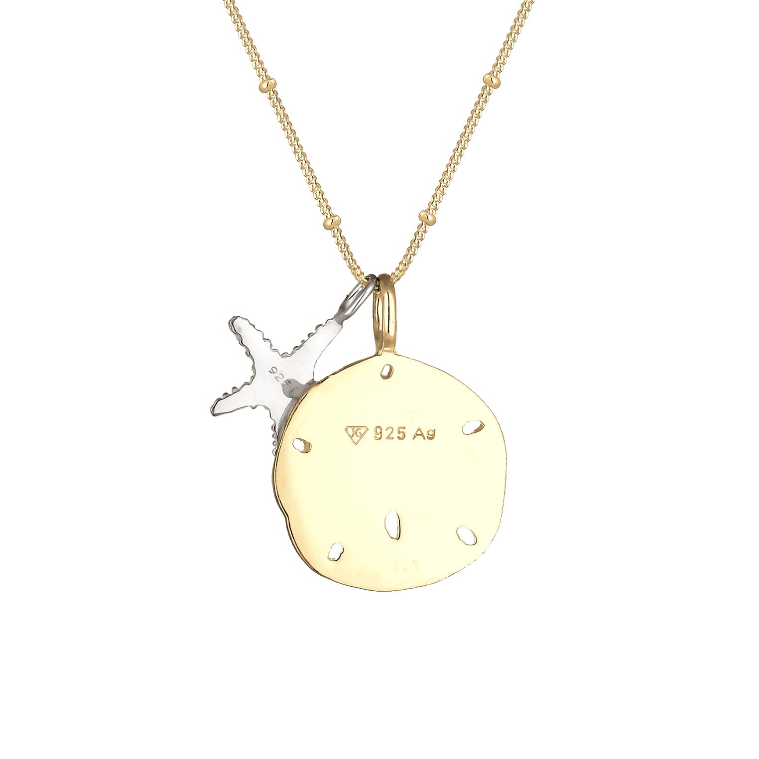 Bicolor Kalung Perhiasan Perak 925 Wanita Pendants Starfish Gold Plated