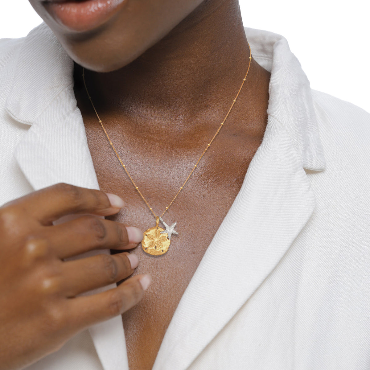 Bicolor - Elli | Sand Dollar Starfish Necklace 925 Silver Bicolor