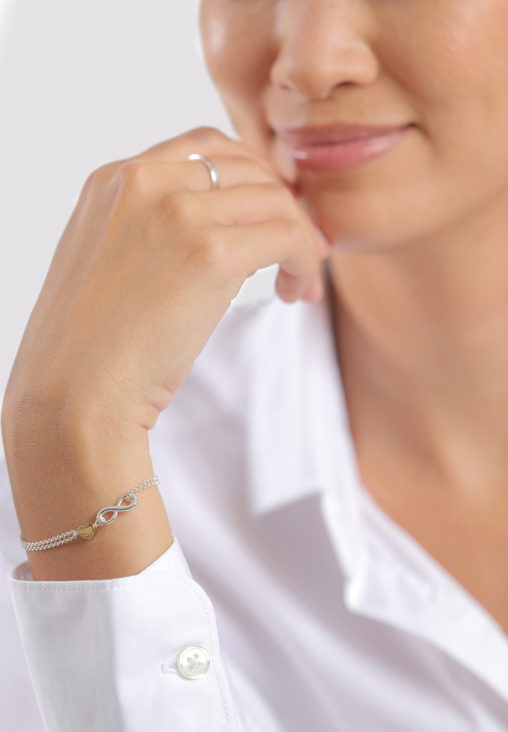 Bicolor Gelang Perhiasan Perak 925 Wanita Heart Love Infinity Bicolor