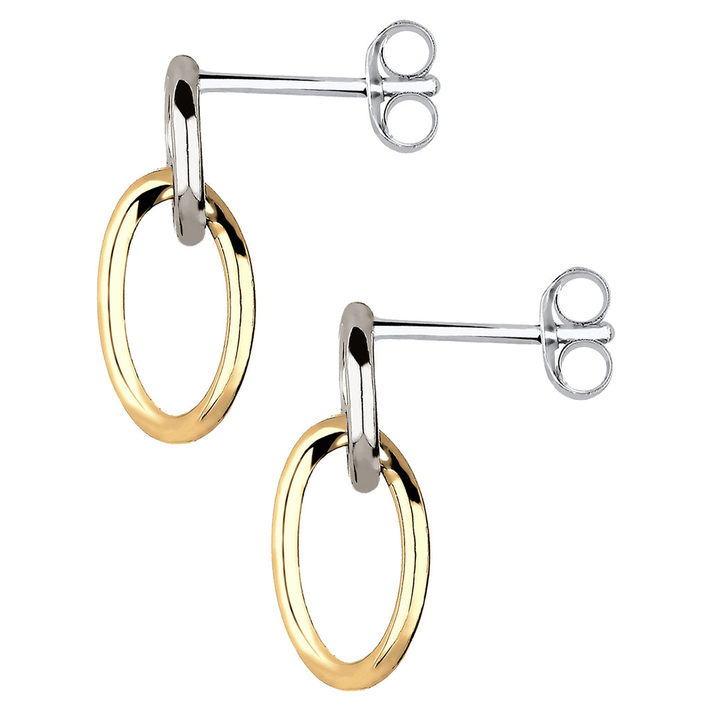 Anting perak 925 2 warna dengan stud dan circle elegan Elli Jewelry