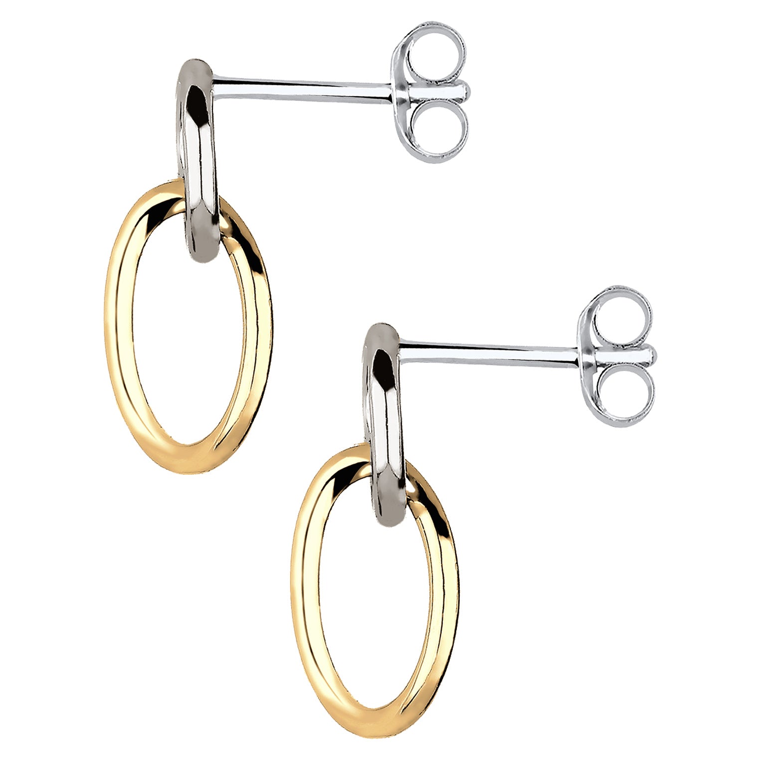 Anting perak 925 2 warna dengan stud dan circle elegan Elli Jewelry