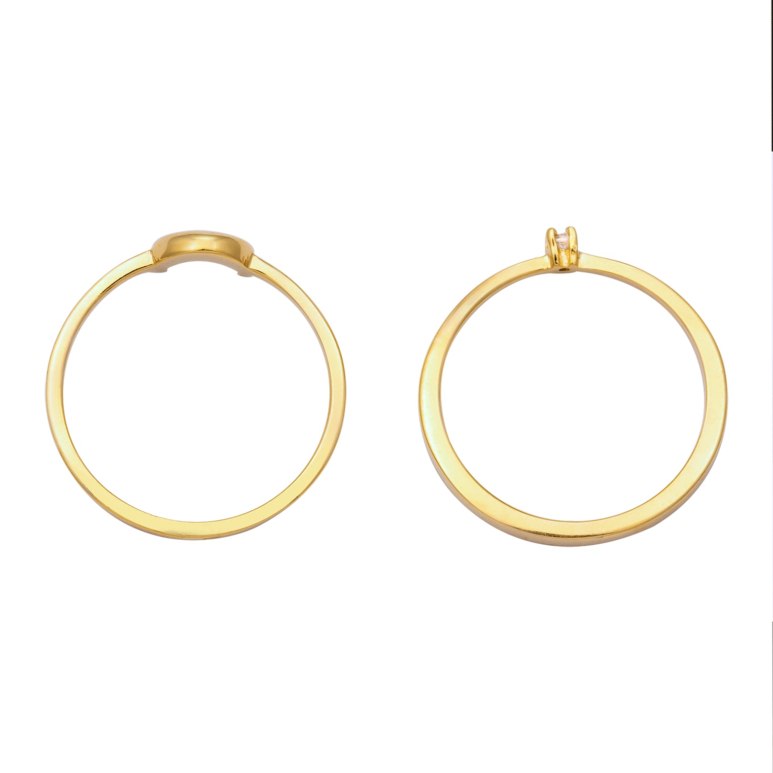 Gold Cincin Perhiasan Perak 925 Wanita Moon Zirconia Gold Plated