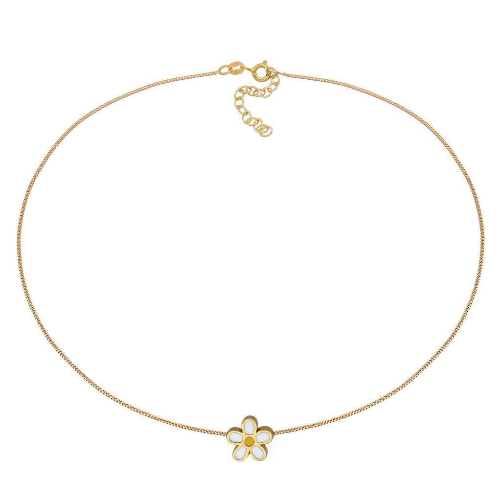 Gold Kalung Perhiasan Perak 925 Wanita Choker Flower Enamel Gold Plated