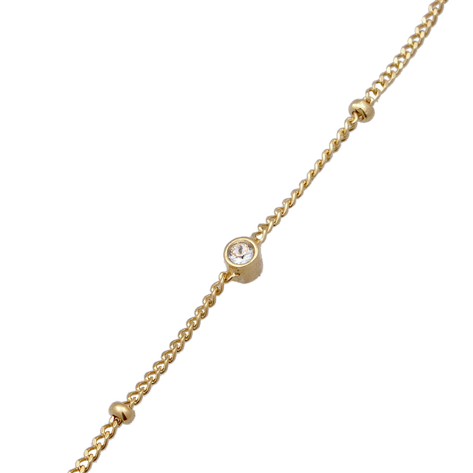 Gold Perhiasan Wanita Perak Asli Lapis Emas Gelang Kaki Ballchain Crystals
