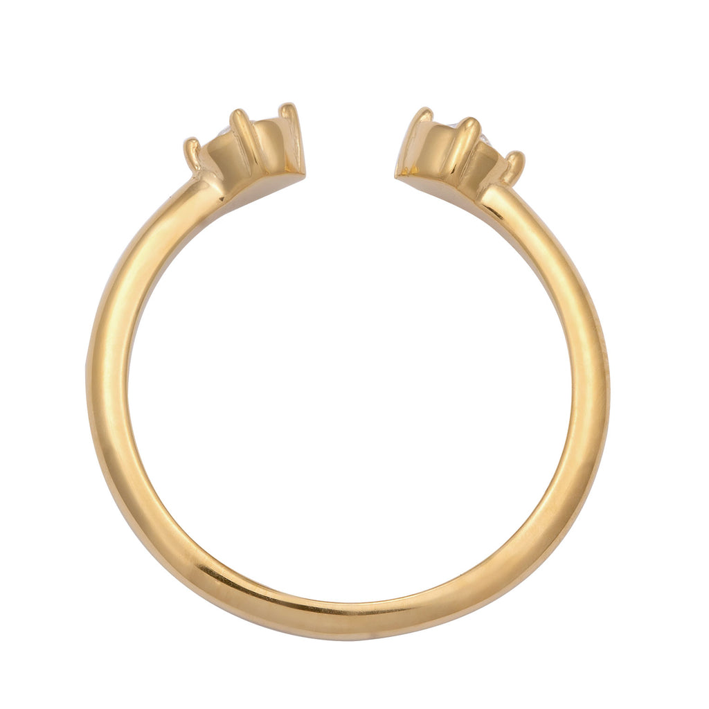 Gold Cincin Perhiasan Perak 925 Wanita Open Designed Crystals Gold Plated