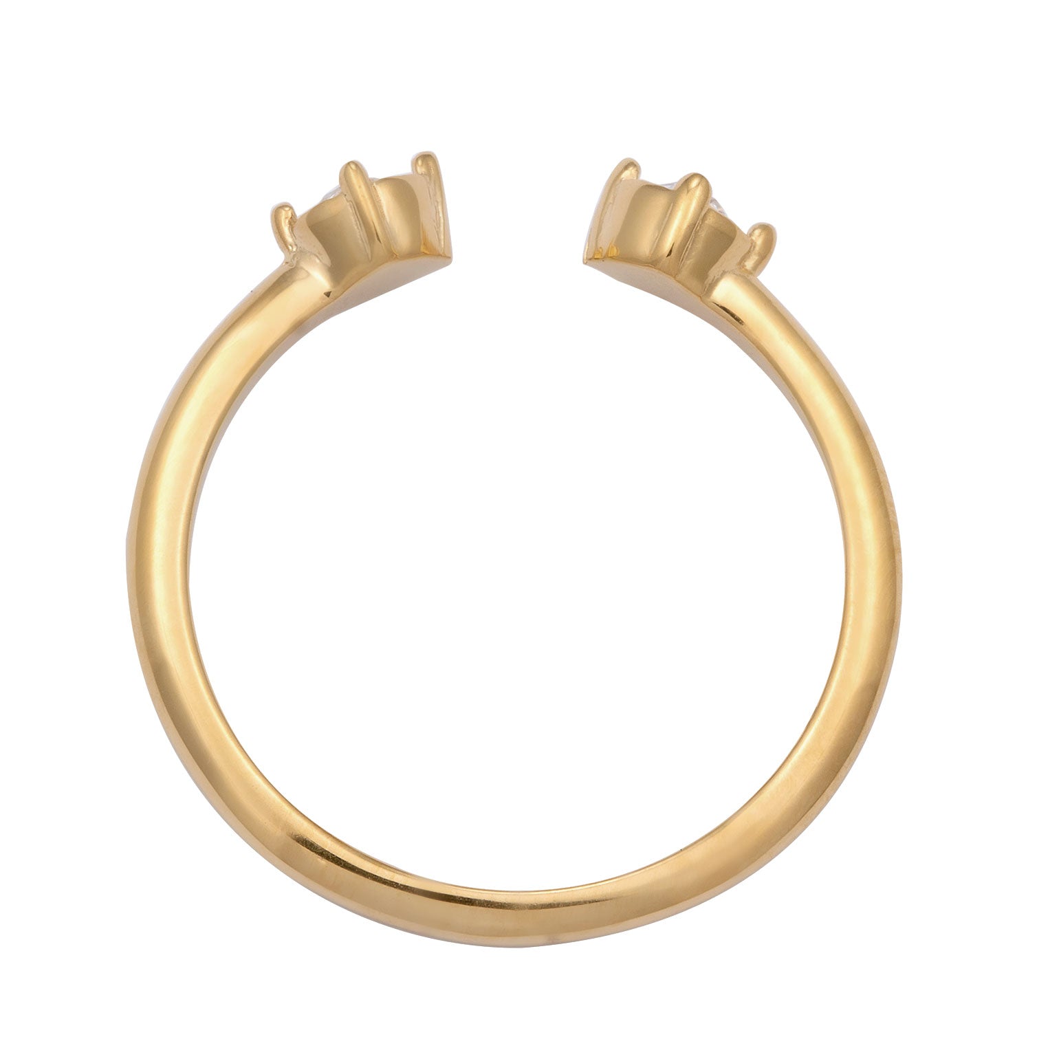 Gold Cincin Perhiasan Perak 925 Wanita Open Designed Crystals Gold Plated