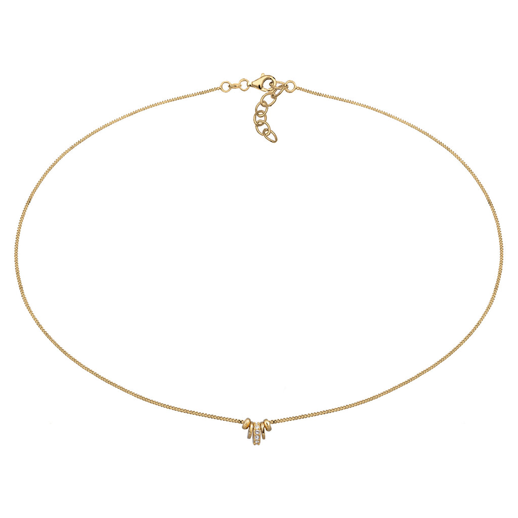 Gold Kalung Perhiasan Perak 925 Wanita Link Crystals Gold Plated