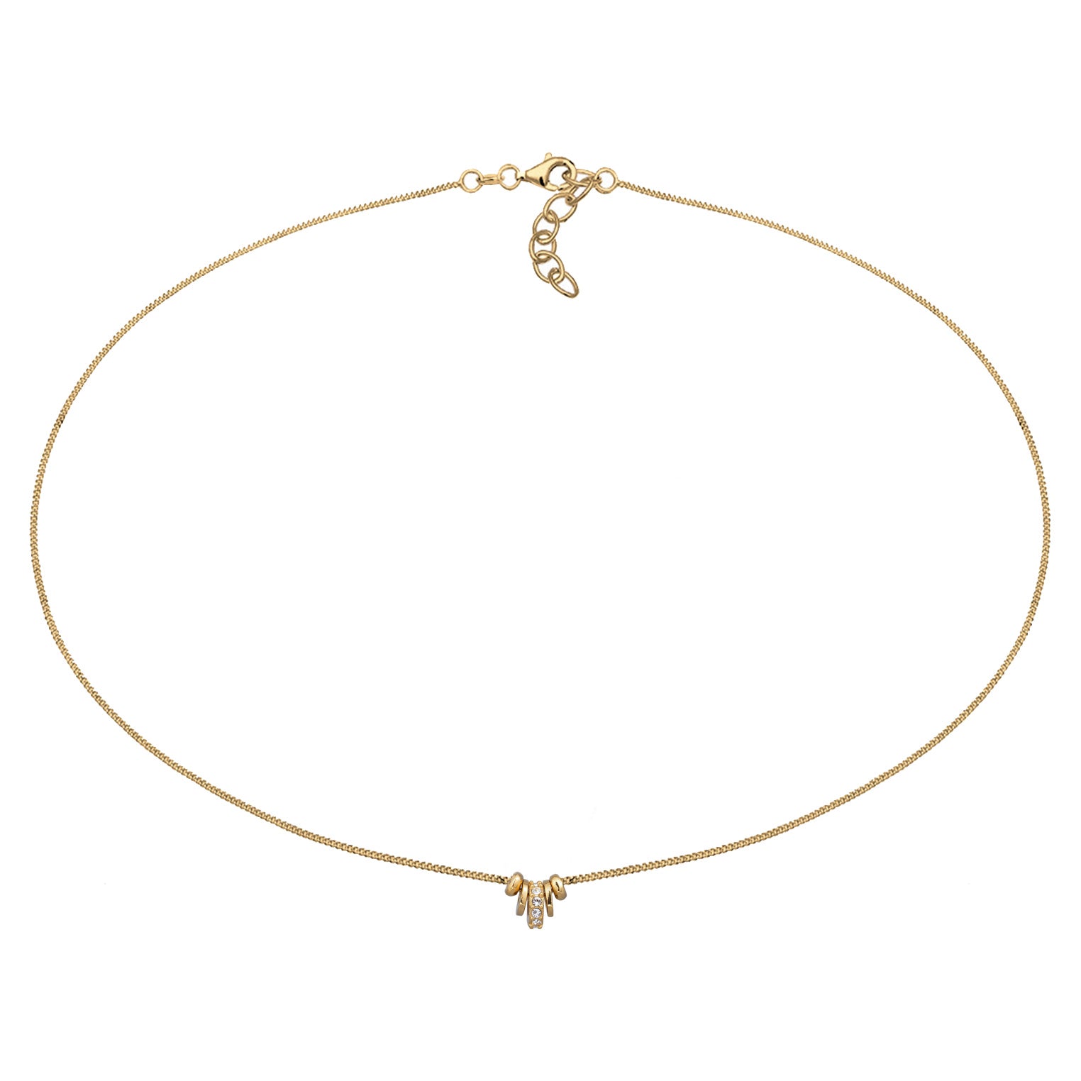 Gold Kalung Perhiasan Perak 925 Wanita Link Crystals Gold Plated