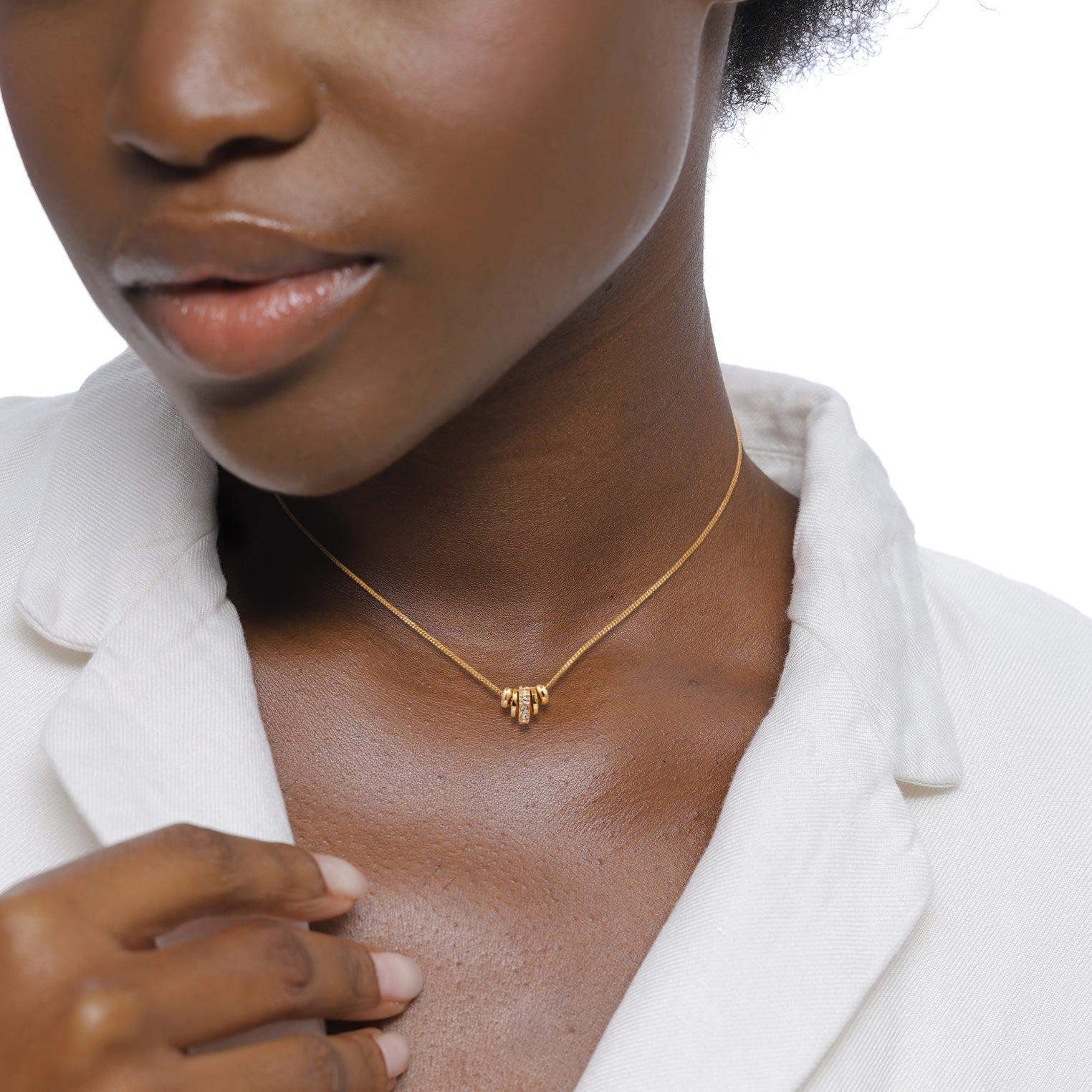 Gold Kalung Perhiasan Perak 925 Wanita Link Crystals Gold Plated