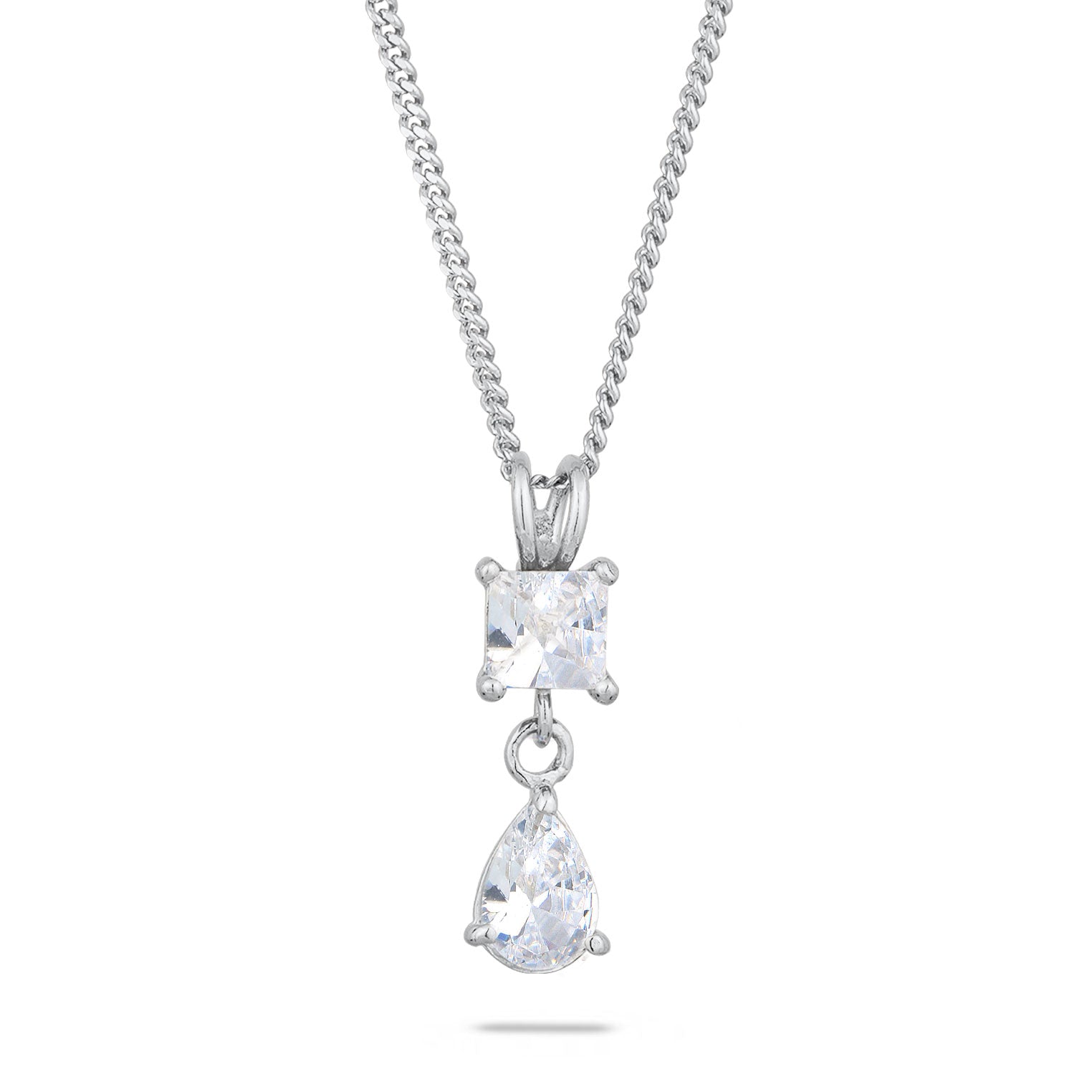 Silver Kalung Perhiasan Perak 925 Wanita Drop Zirconia