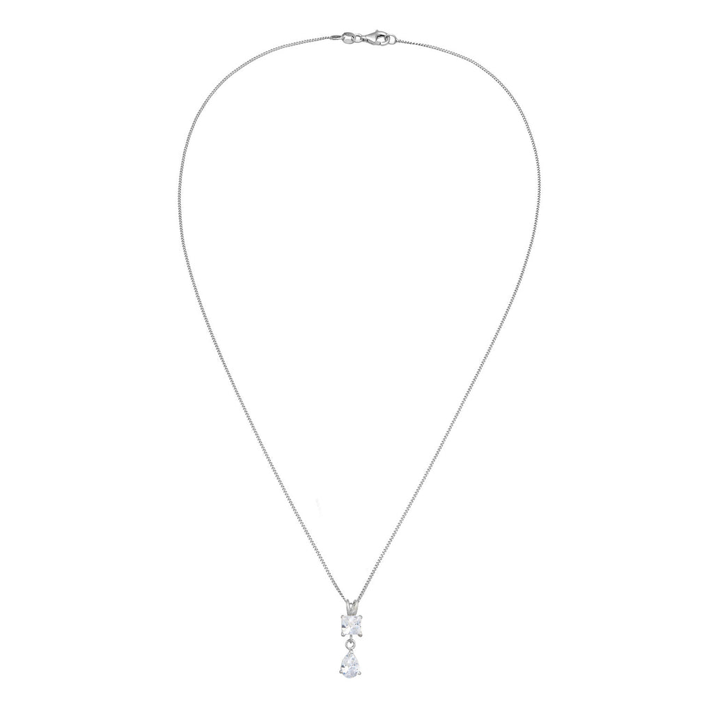 Silver Kalung Perhiasan Perak 925 Wanita Drop Zirconia