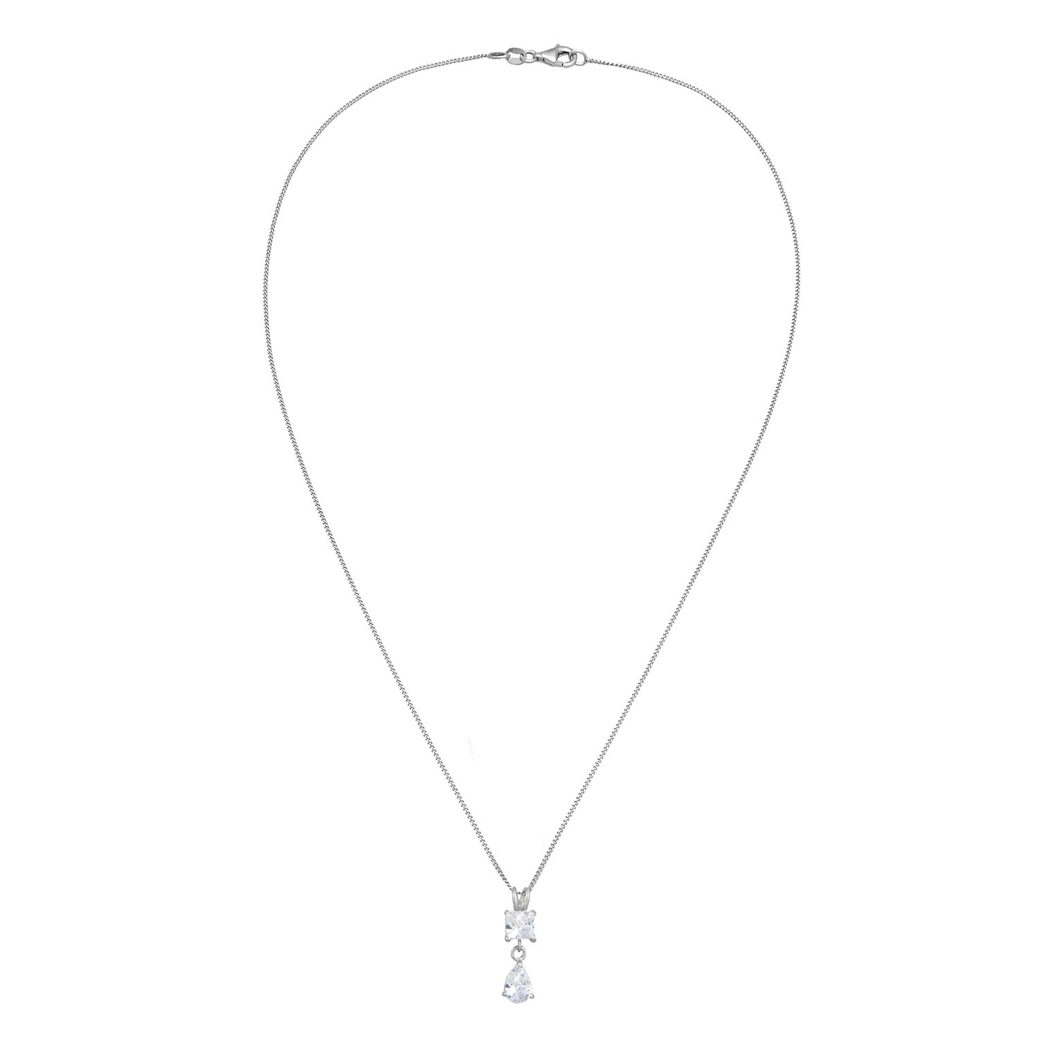 Silver Kalung Perhiasan Perak 925 Wanita Drop Zirconia