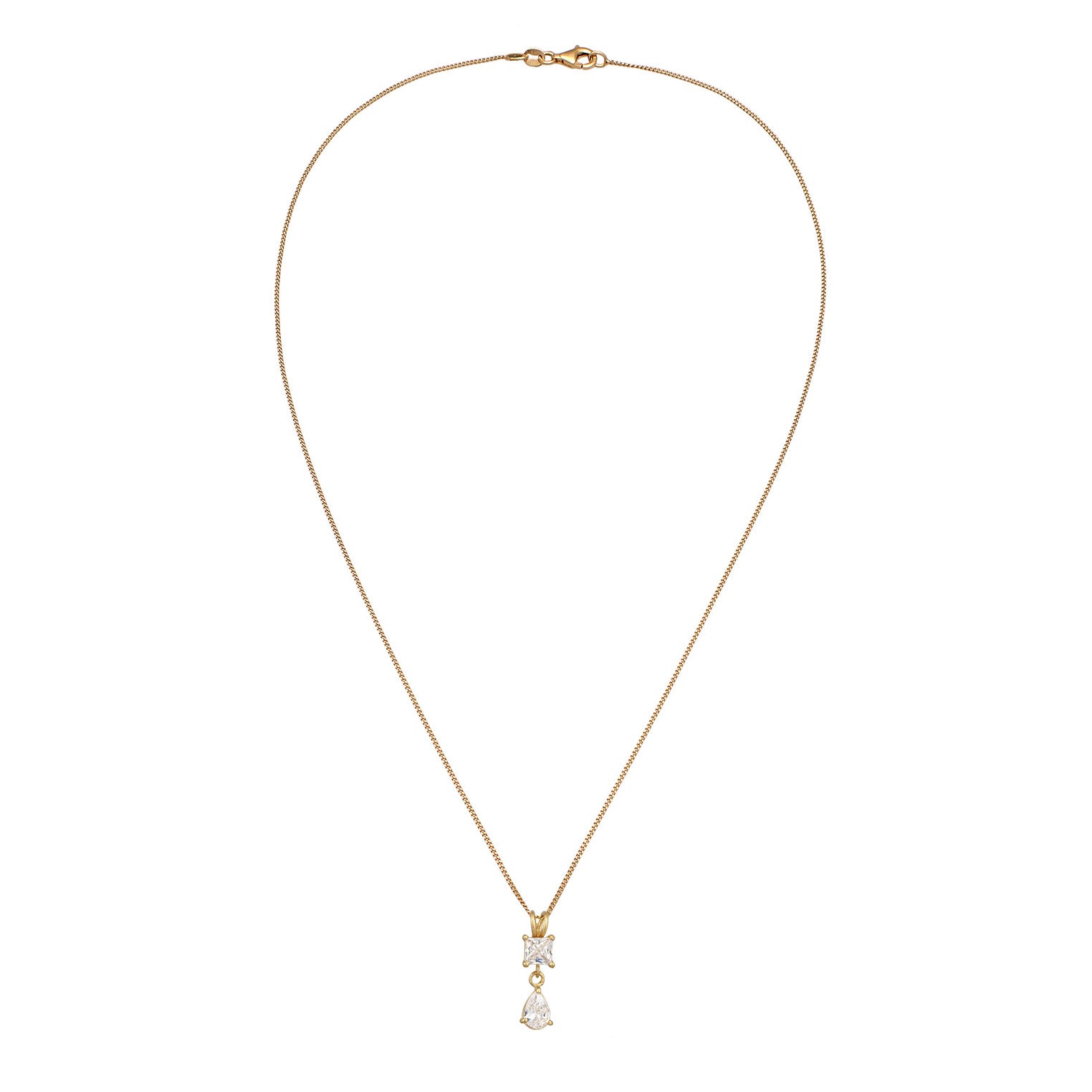 Gold Kalung Perhiasan Perak 925 Wanita Drop Zirconia Gold Plated