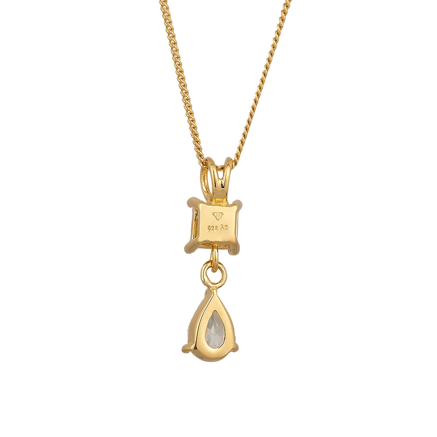 Gold Kalung Perhiasan Perak 925 Wanita Drop Zirconia Gold Plated