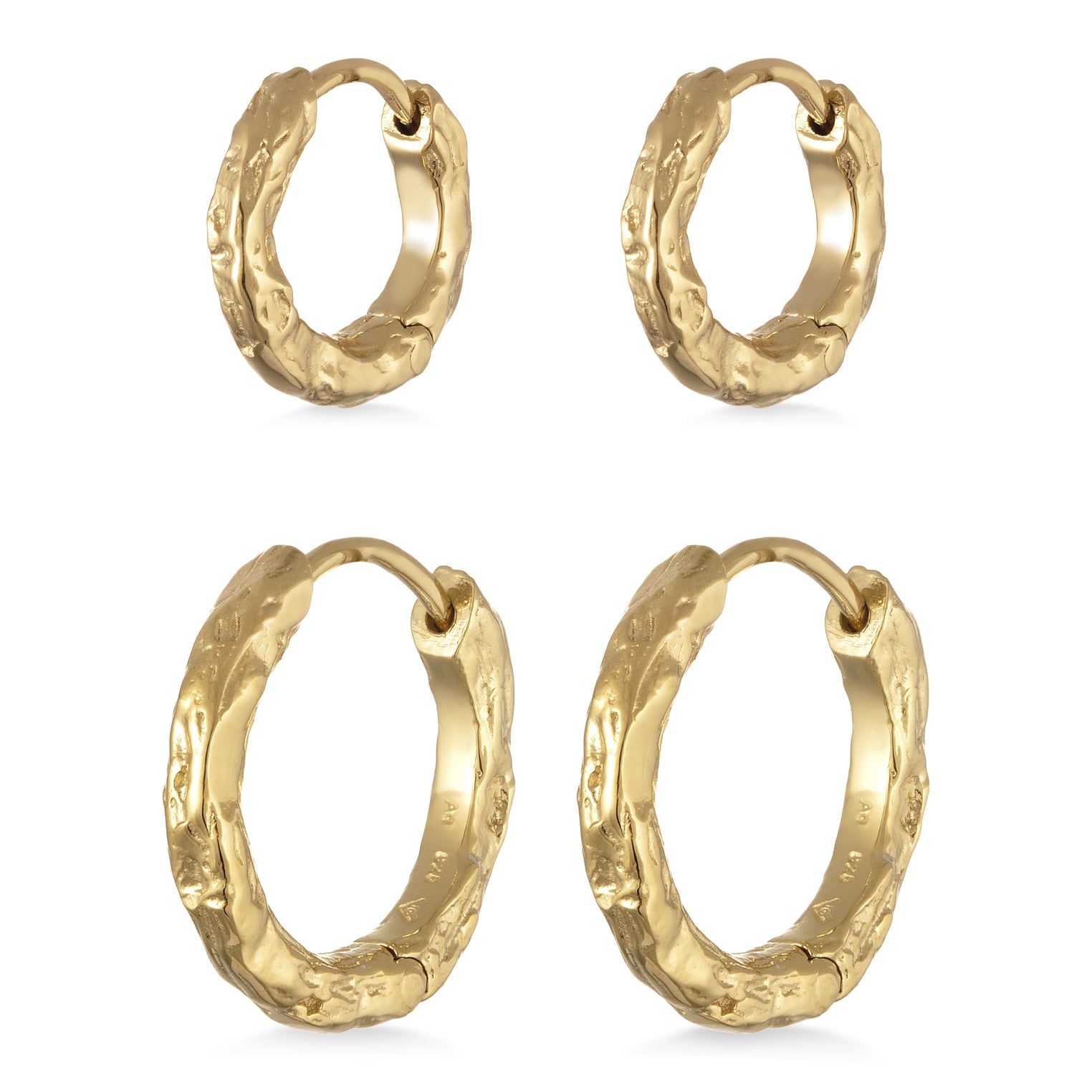 Gold Perhiasan Wanita Perak Asli Lapis Emas Anting Creoles Set Structured