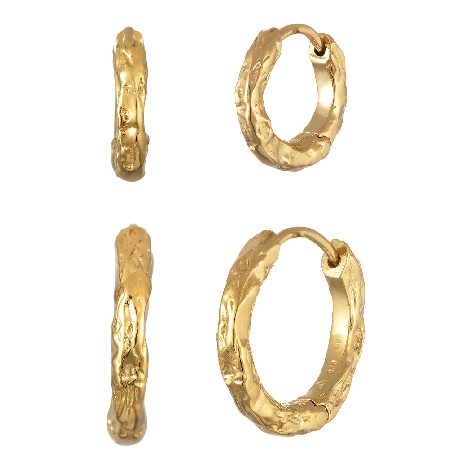 Gold Perhiasan Wanita Perak Asli Lapis Emas Anting Creoles Set Structured