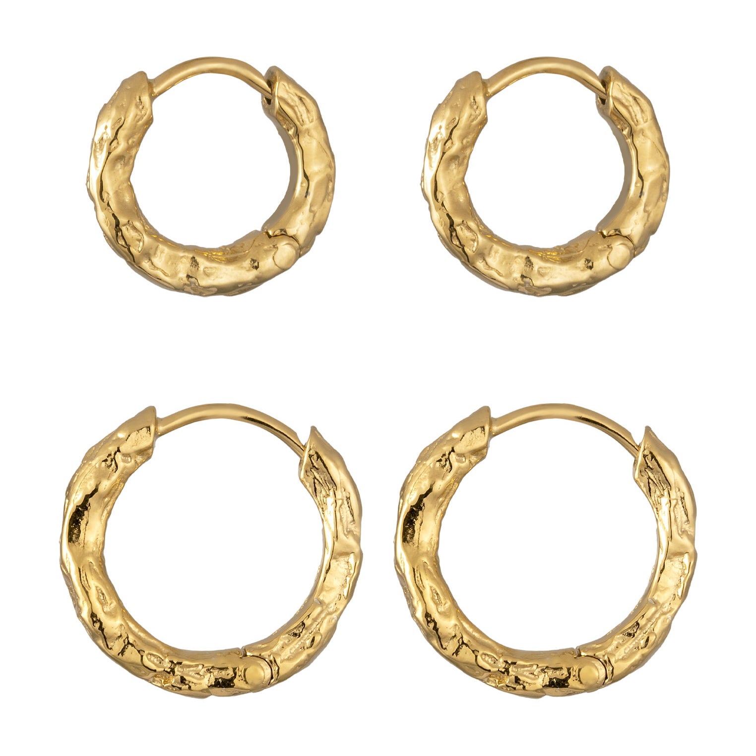 Gold Perhiasan Wanita Perak Asli Lapis Emas Anting Creoles Set Structured