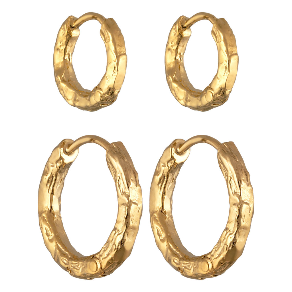 Gold Perhiasan Wanita Perak Asli Lapis Emas Anting Creoles Set Structured
