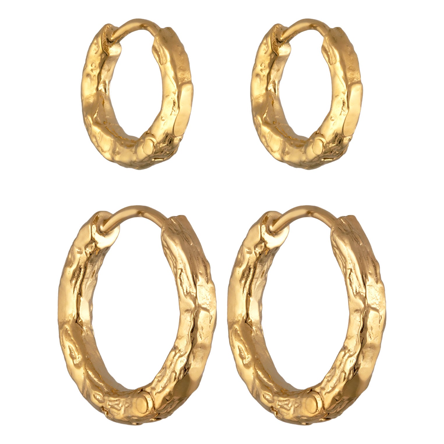 Gold Perhiasan Wanita Perak Asli Lapis Emas Anting Creoles Set Structured