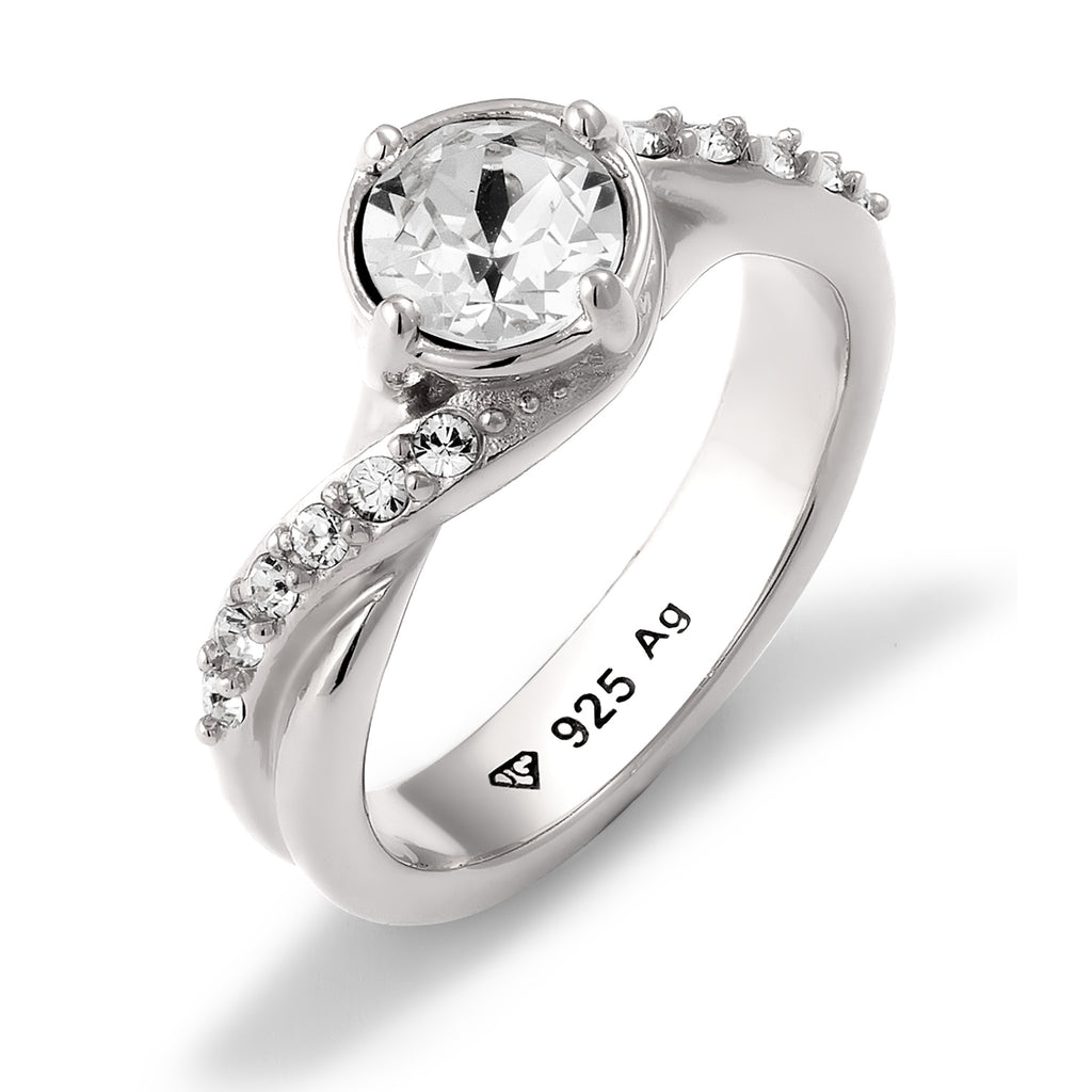 Silver Women's Crystal Sterling Silver Ring