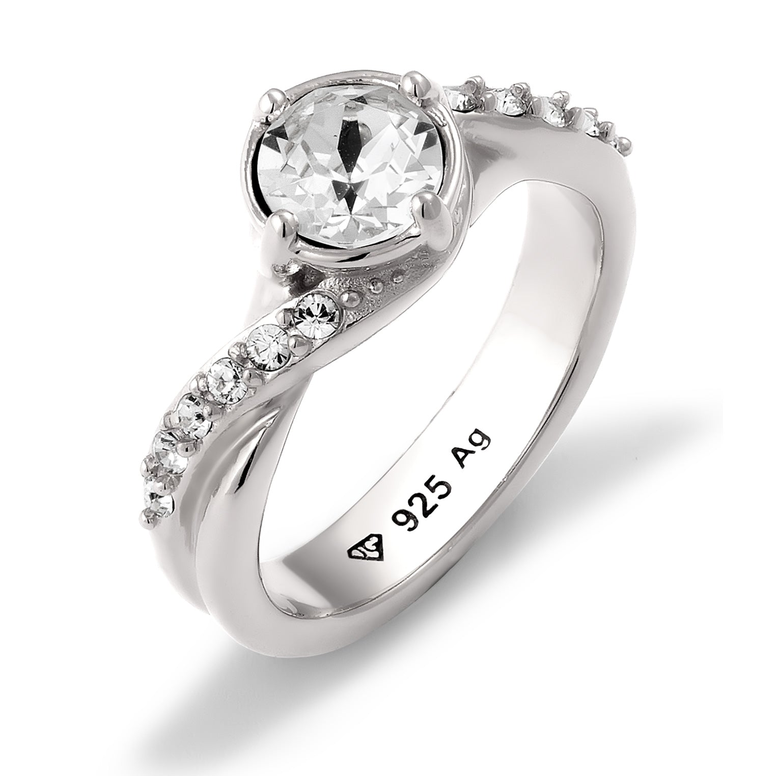 Silver Women's Crystal Sterling Silver Ring