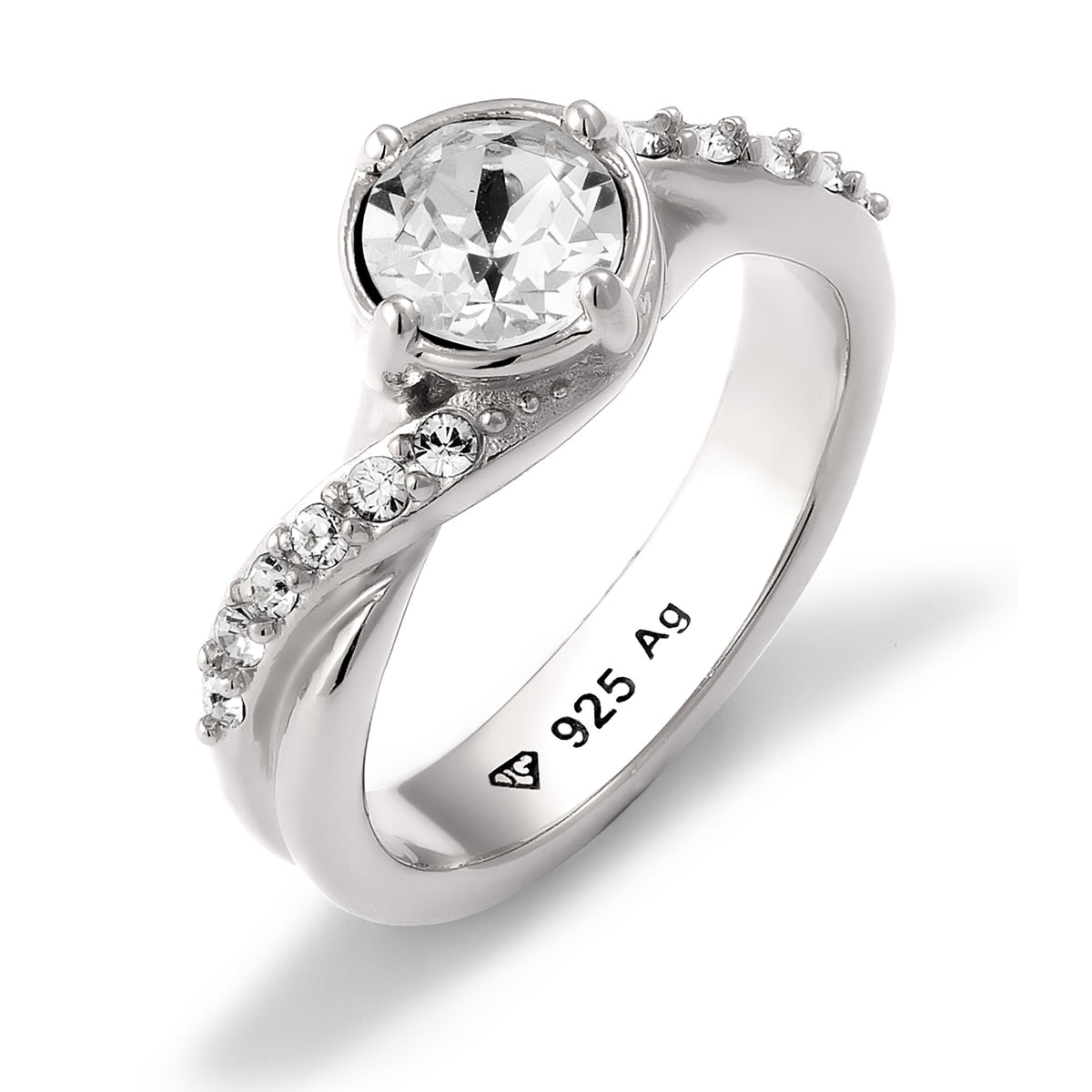 Ring Solitaire Crystals 925 Sterling Silver