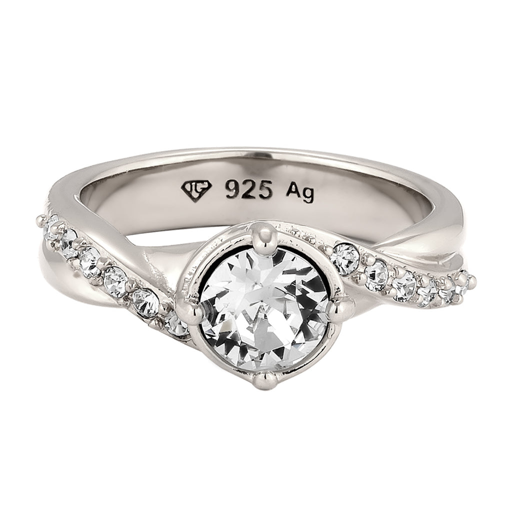 Silver Women's Crystal Sterling Silver Ring