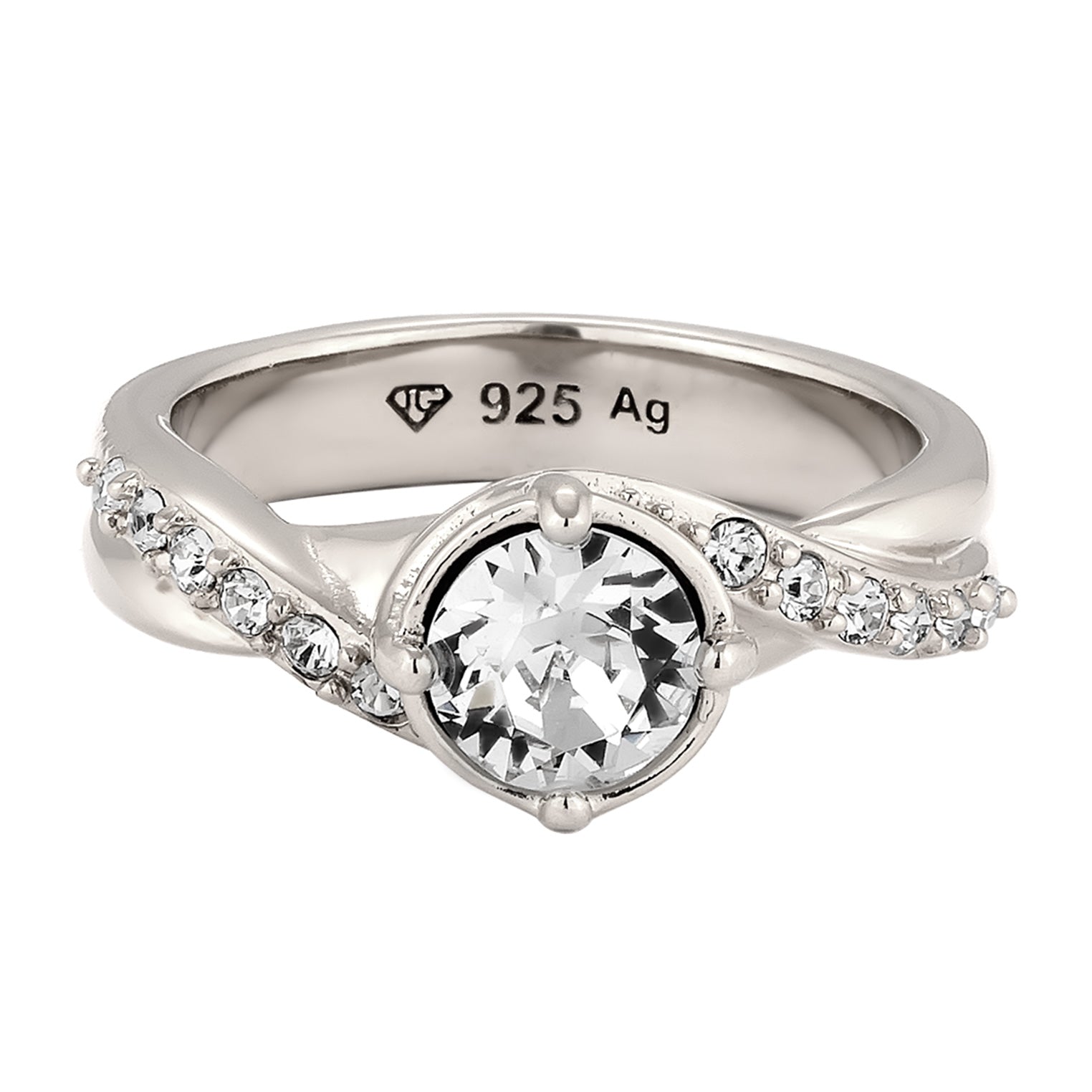Silver Women's Crystal Sterling Silver Ring