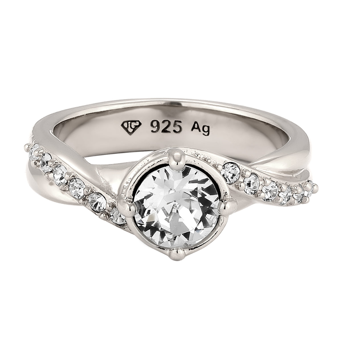 Silver - Elli | Crystal Swirl Ring 925 Silver – Embellished with Crystals by Swarovski®