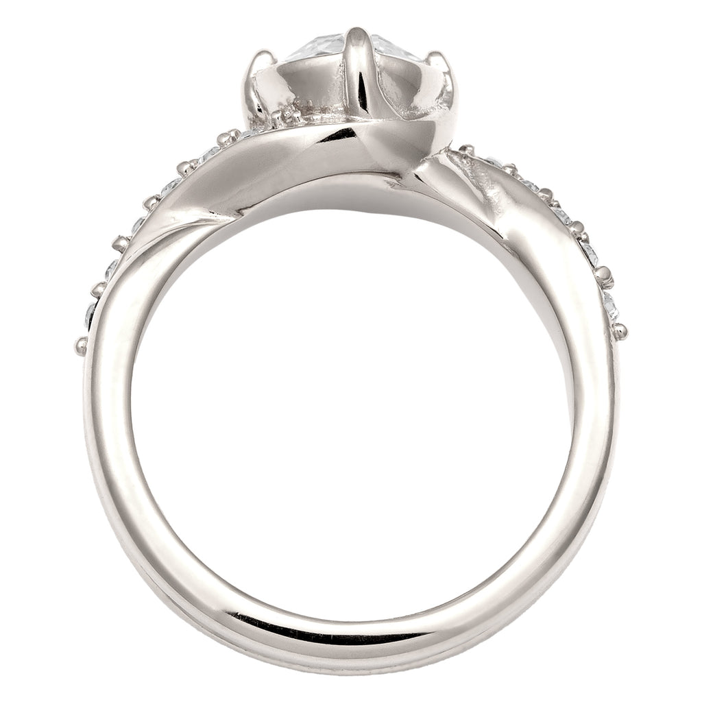 Silver Women's Crystal Sterling Silver Ring