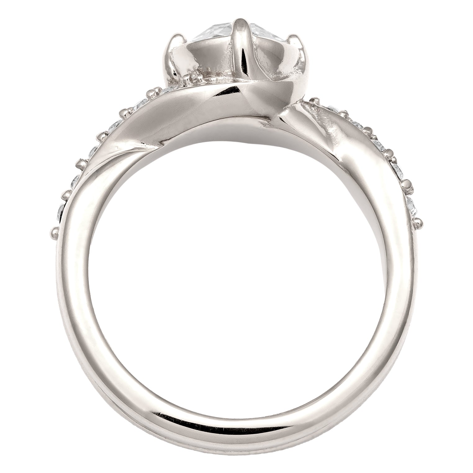 Silver Women's Crystal Sterling Silver Ring