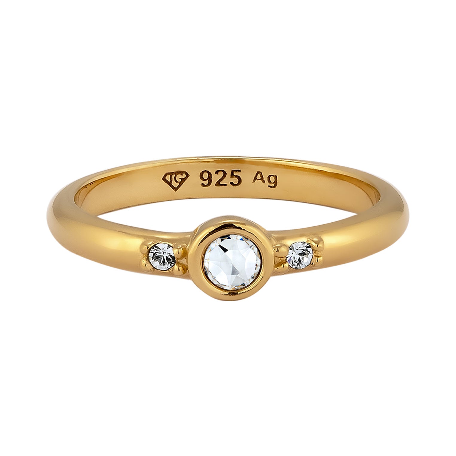 Gold Cincin Perhiasan Perak 925 Wanita Elegant Crystals Gold Plated