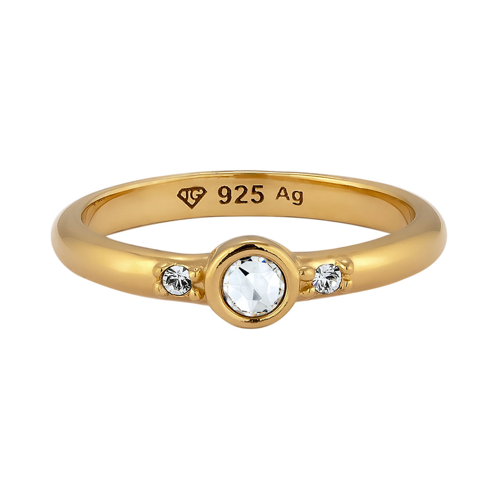 Gold - Elli | Ring Classic Crystals White 925 Sterling Silver Gold Plated